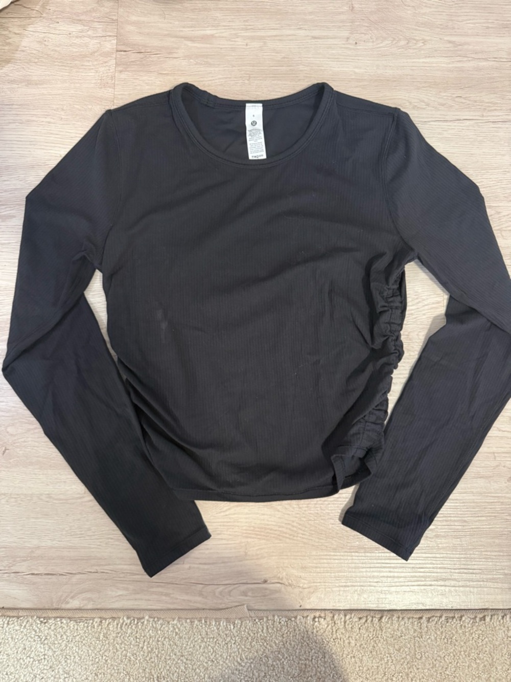 Lululemon Black Long-Sleeve Ruched Side Women's Top